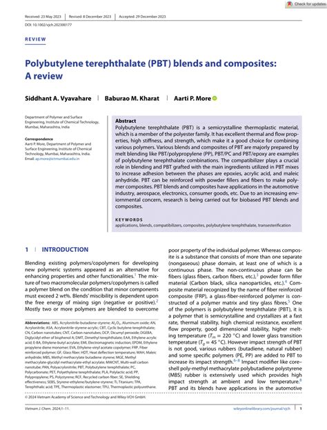 Polybutylene terephthalate (PBT) blends and composites: A review.